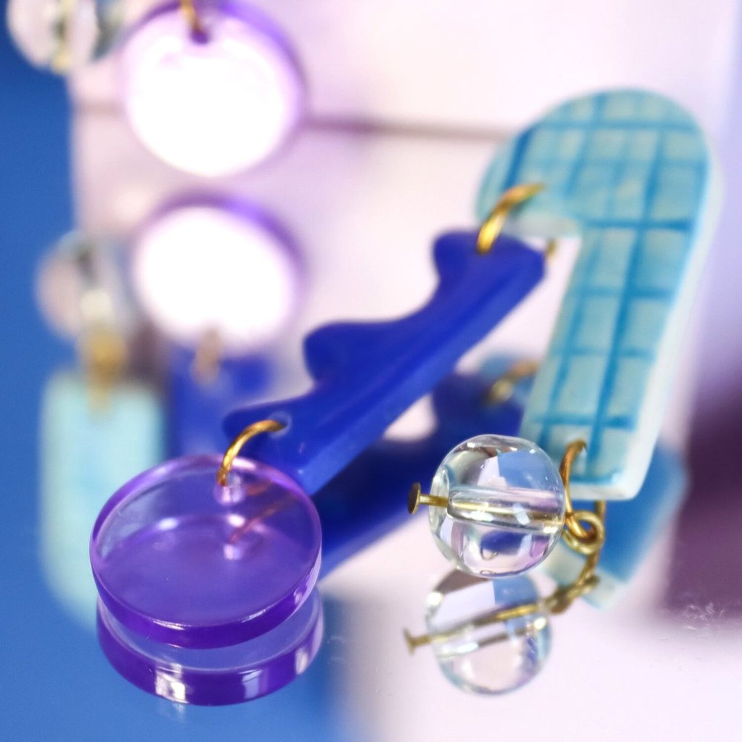 Blue And Purple Dangle Arch Earrings