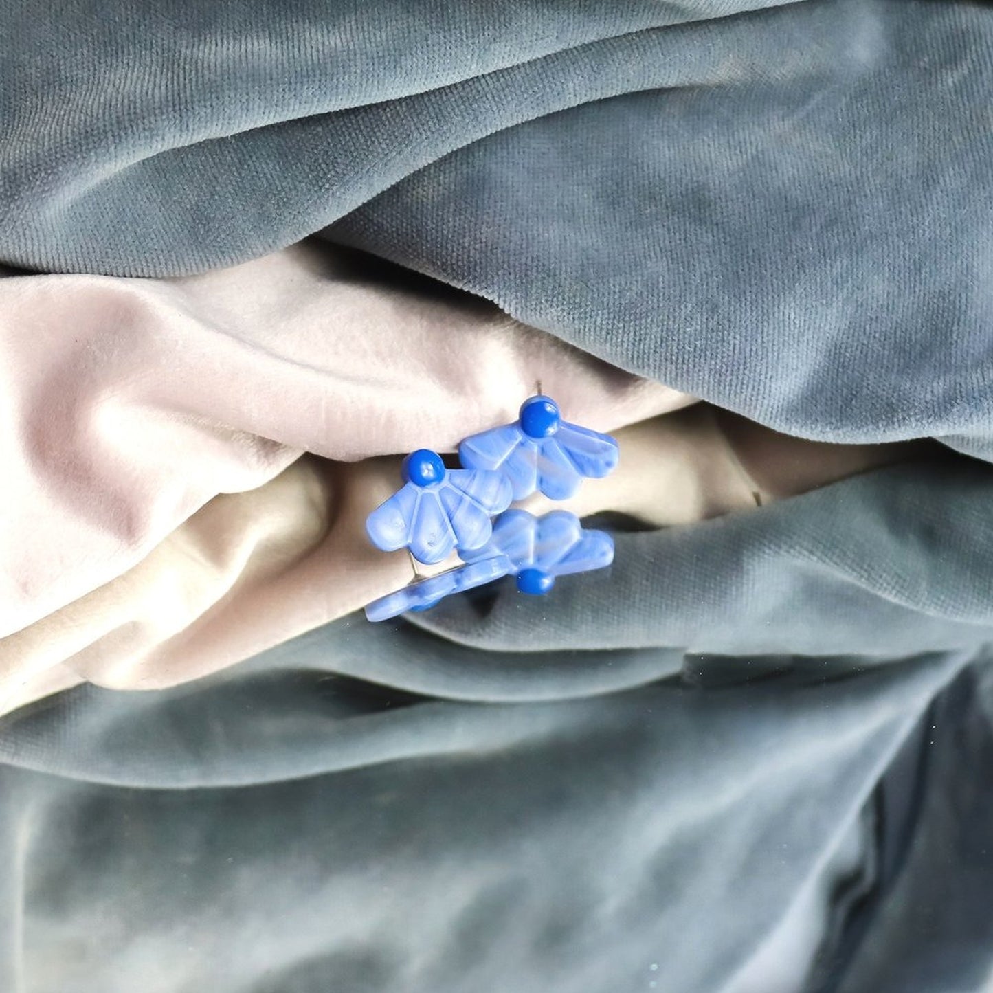 Blue Flower Petal Studs