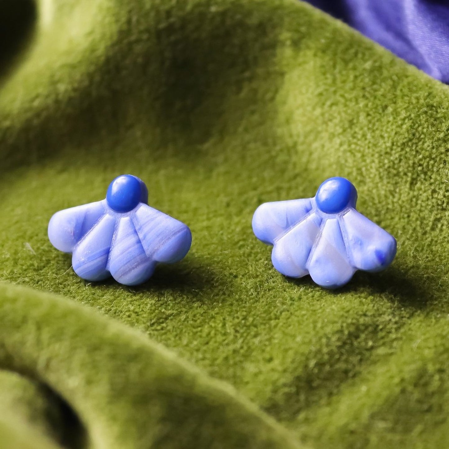 Blue Flower Petal Studs