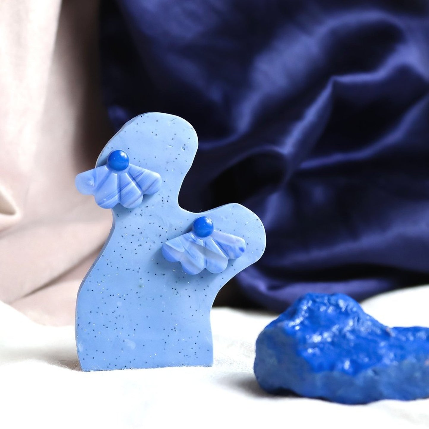 Blue Flower Petal Studs