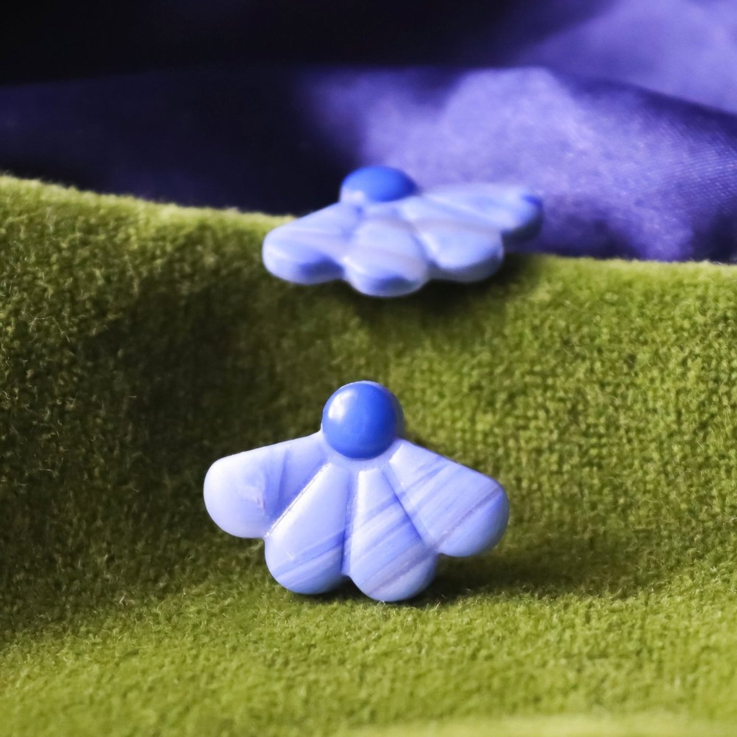 Blue Flower Petal Studs