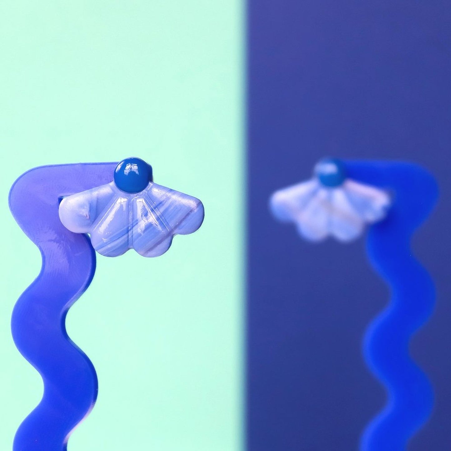 Blue Flower Petal Studs