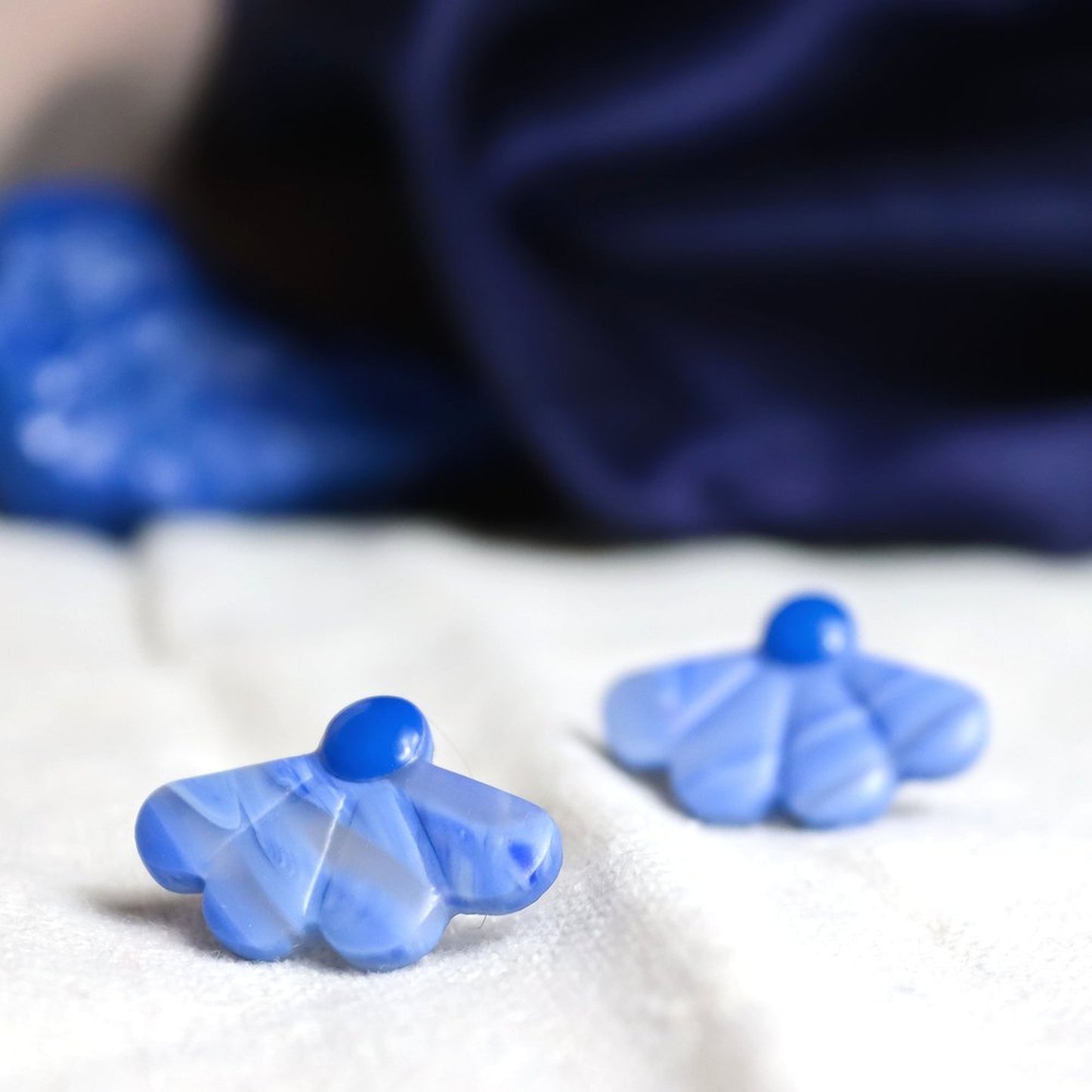 Blue Flower Petal Studs
