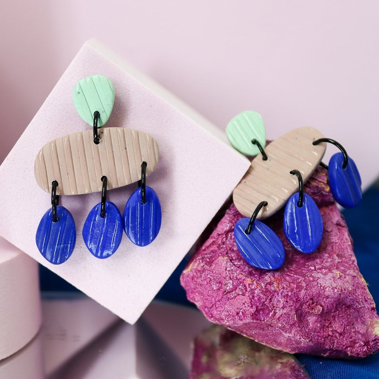 Blue Sage And Pink Striped Dangles