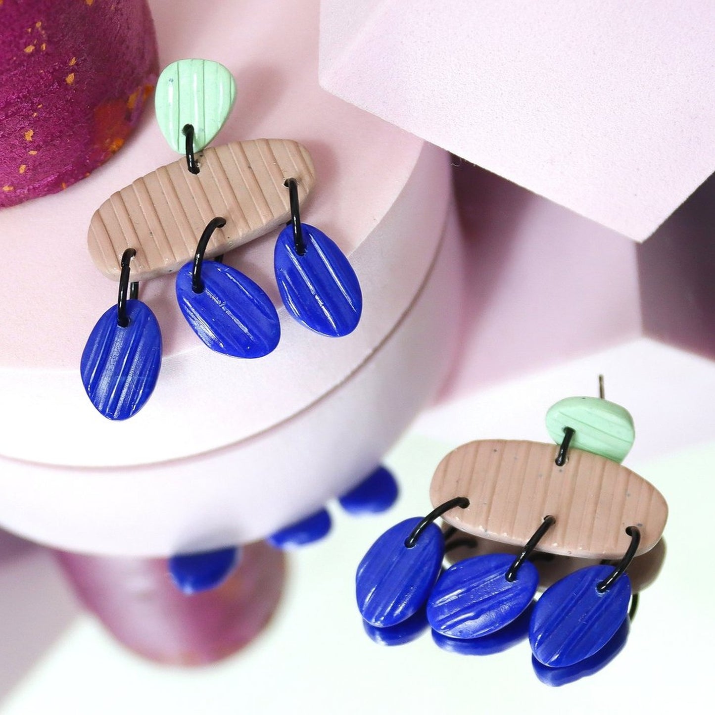 Blue Sage And Pink Striped Dangles