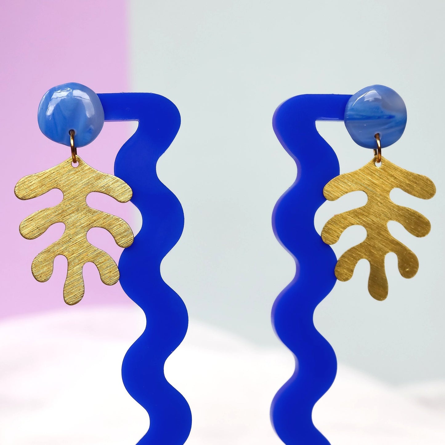 Light Blue Brass Leaf Dangles