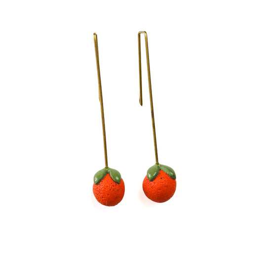 Orange Brass Drop Earrings