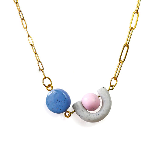 Pink And Blue Fiddle Necklace