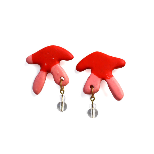 Pink And Red Jesmonite Coral Studs