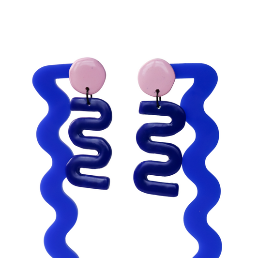 Lilac And Blue Squiggle Drop Dangles