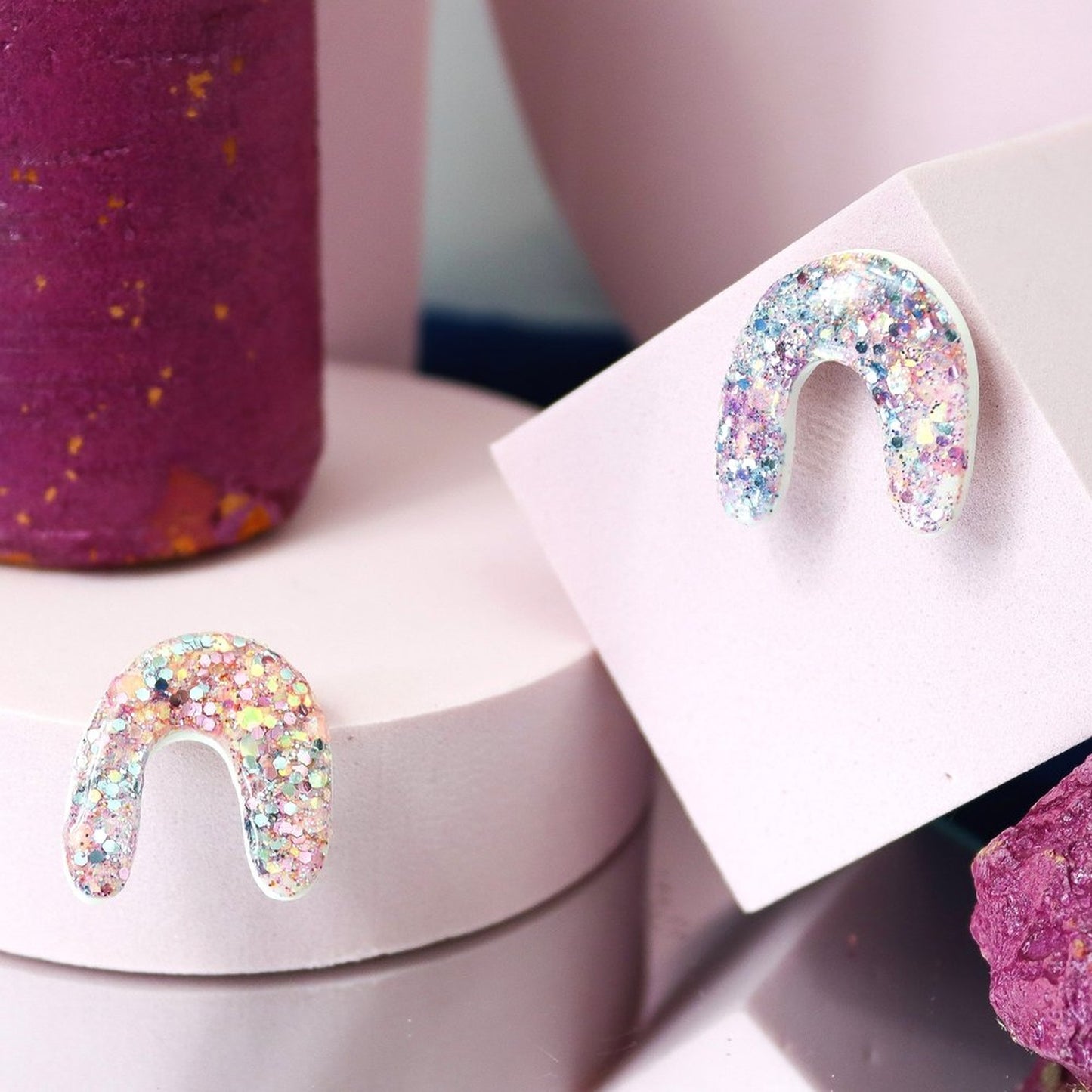 Glittery Unicorn Arch Studs
