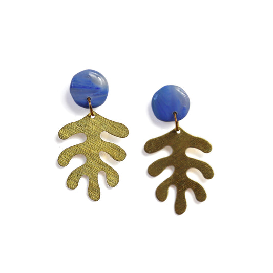 Light Blue Brass Leaf Dangles