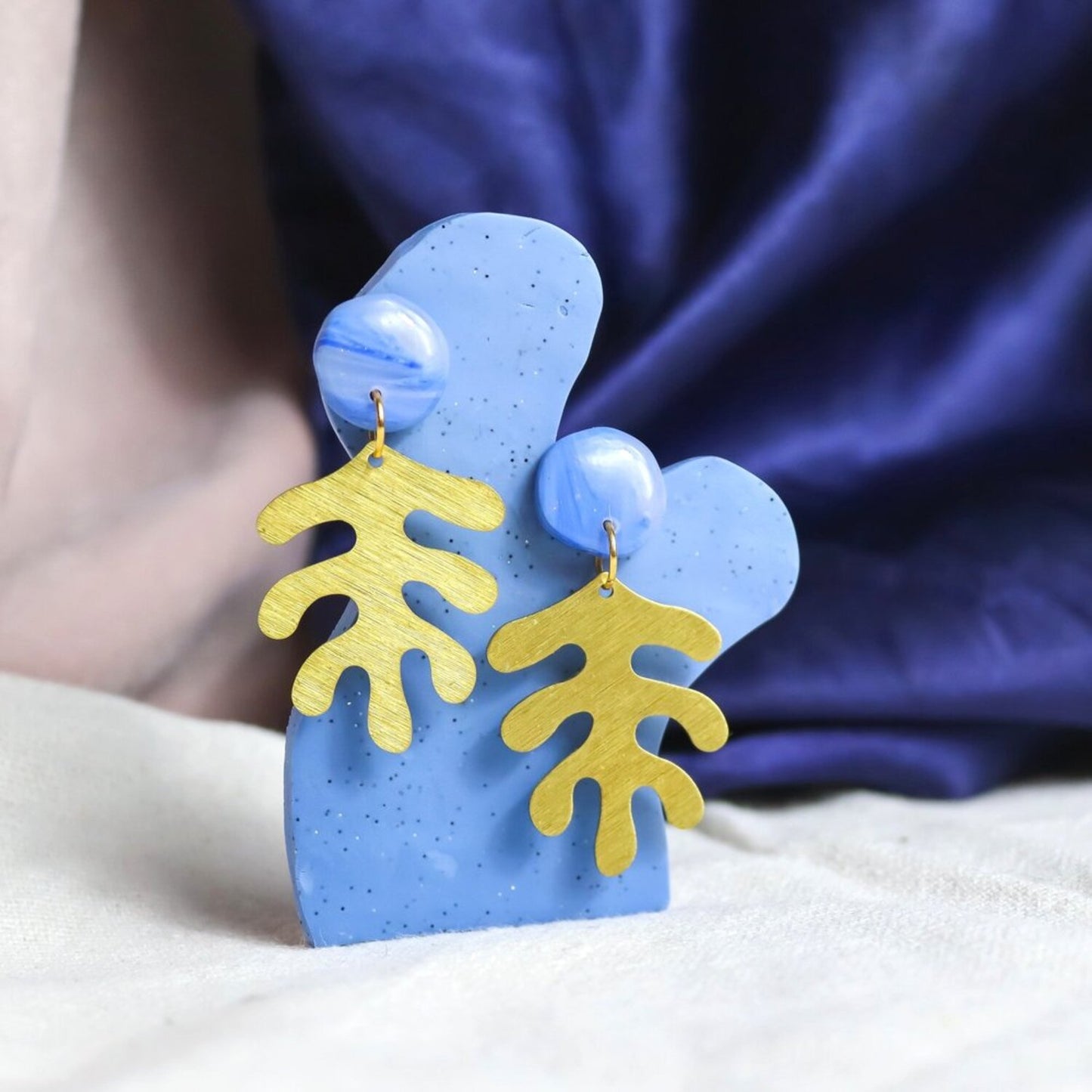 Light Blue Brass Leaf Dangles