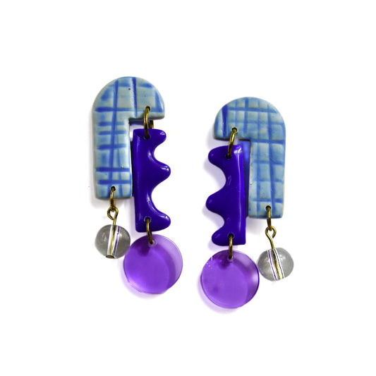Blue And Purple Dangle Arch Earrings