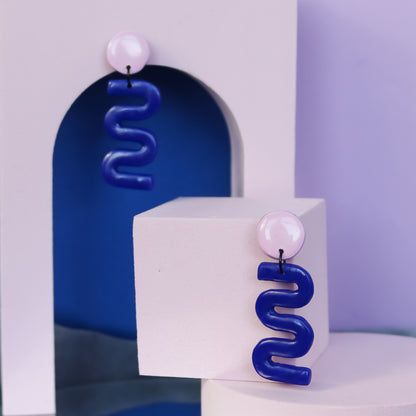 Lilac And Blue Squiggle Drop Dangles