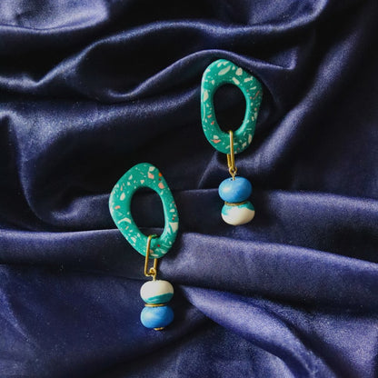 Jesmonite Mismatch Green And Blue Terrazzo Dangle