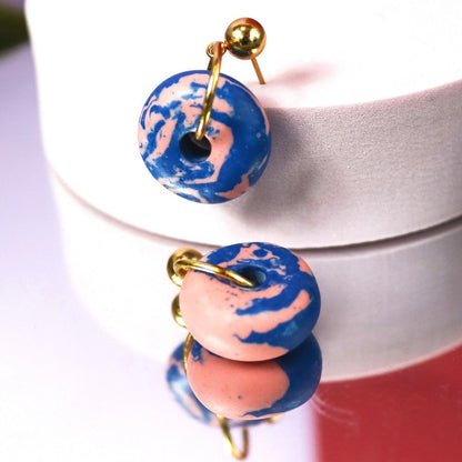Jesmonite Pink And Blue Mini Doughnut Earrings