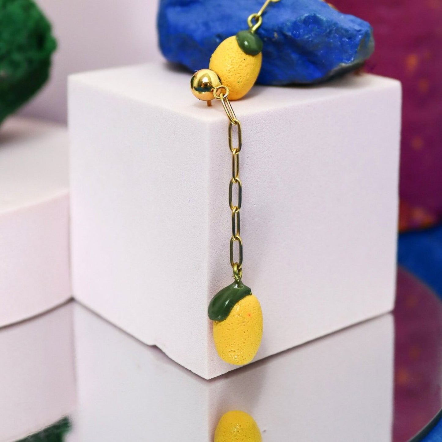 Lemon Chain Dangle Earrings