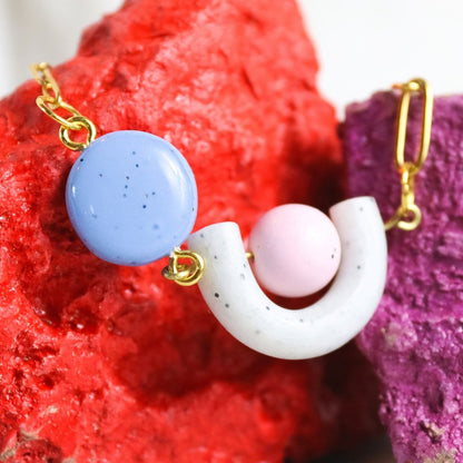 Pink And Blue Fiddle Necklace
