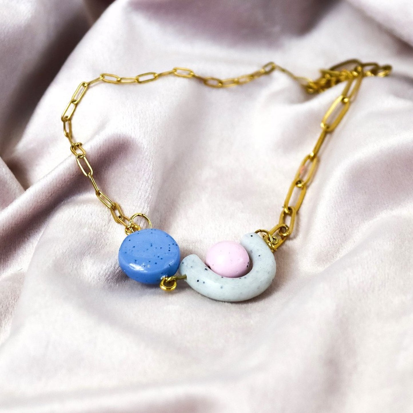 Pink And Blue Fiddle Necklace