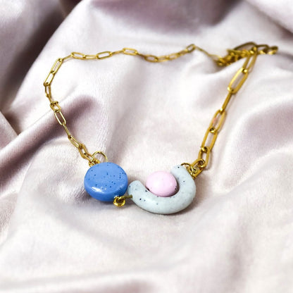 Pink And Blue Fiddle Necklace