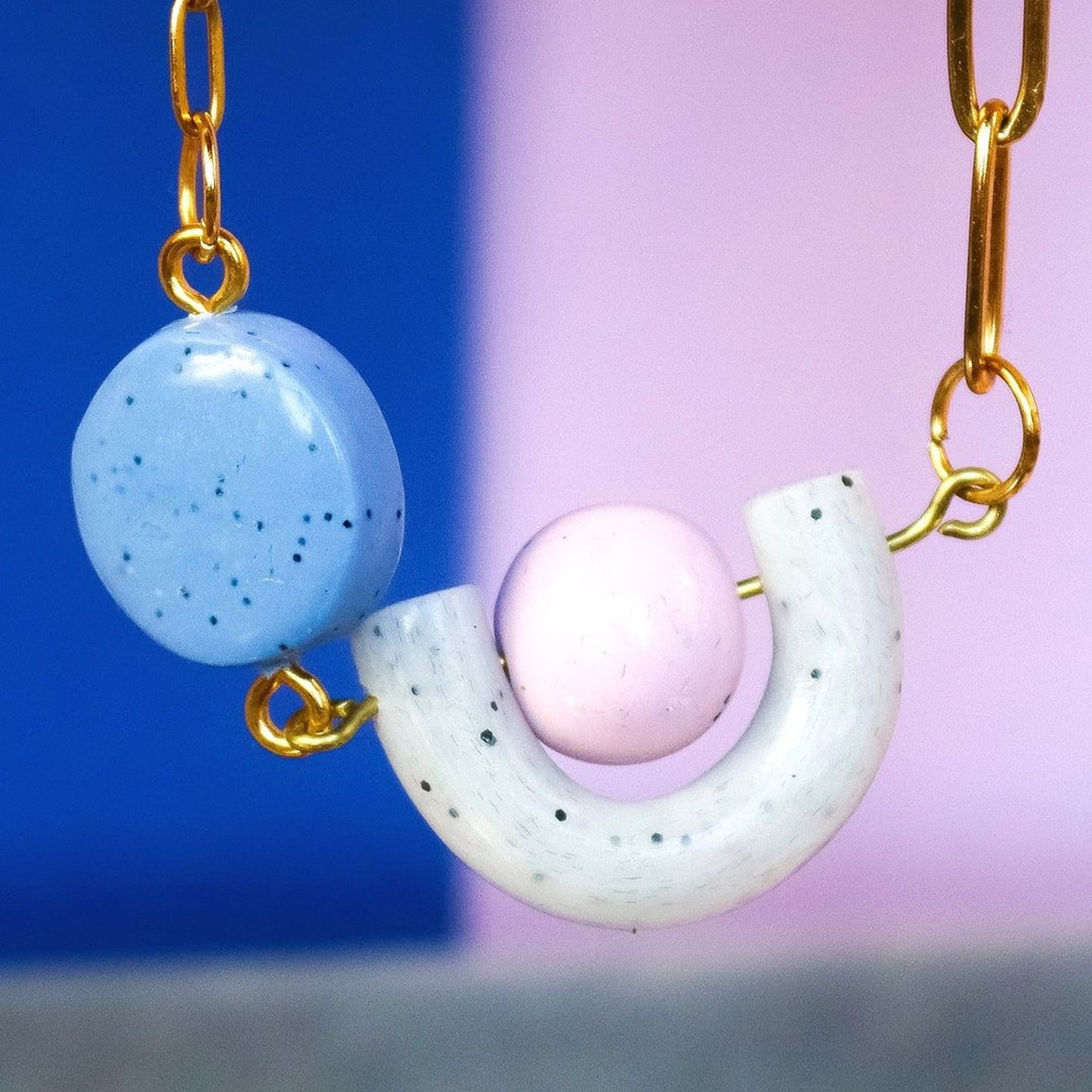 Pink And Blue Fiddle Necklace
