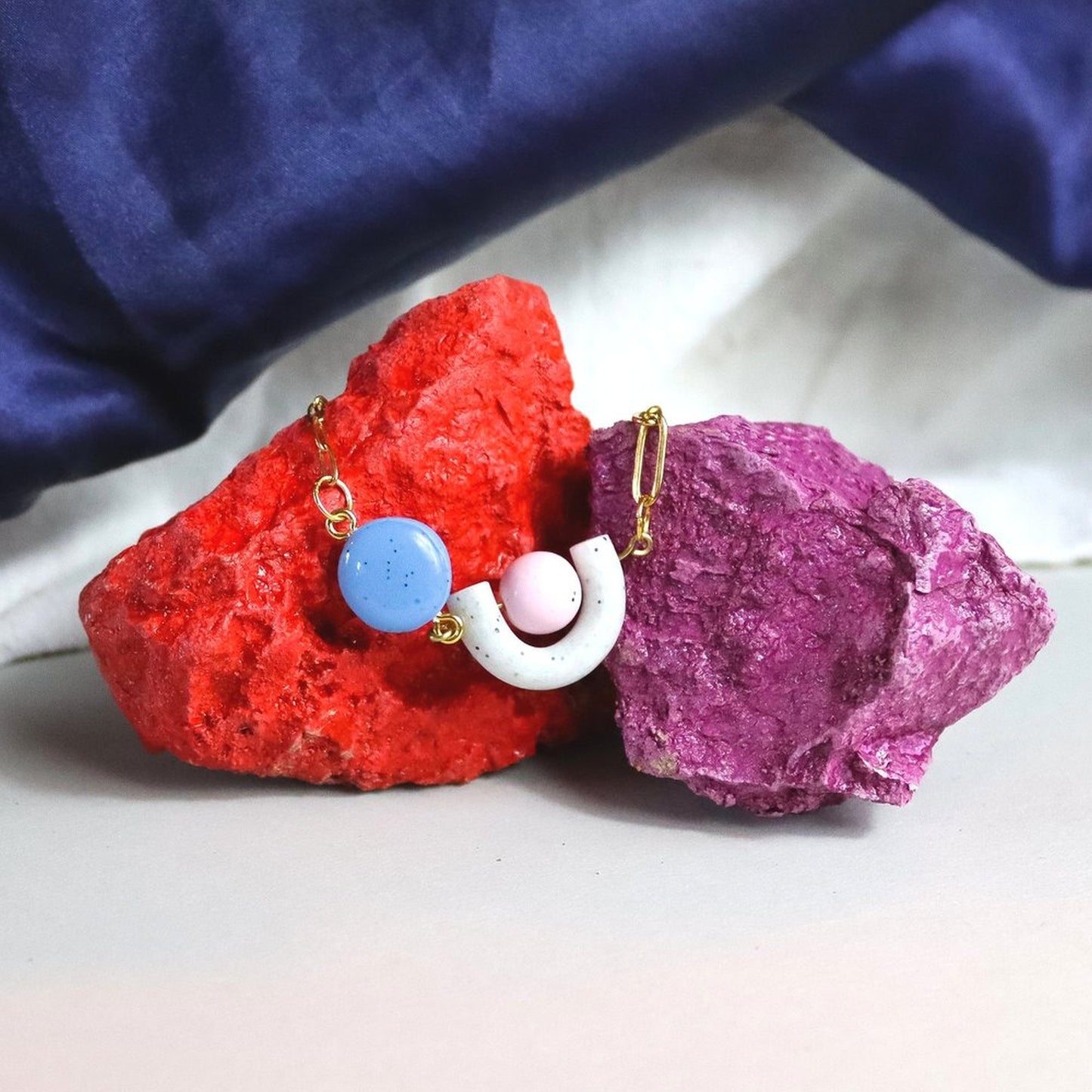 Pink And Blue Fiddle Necklace