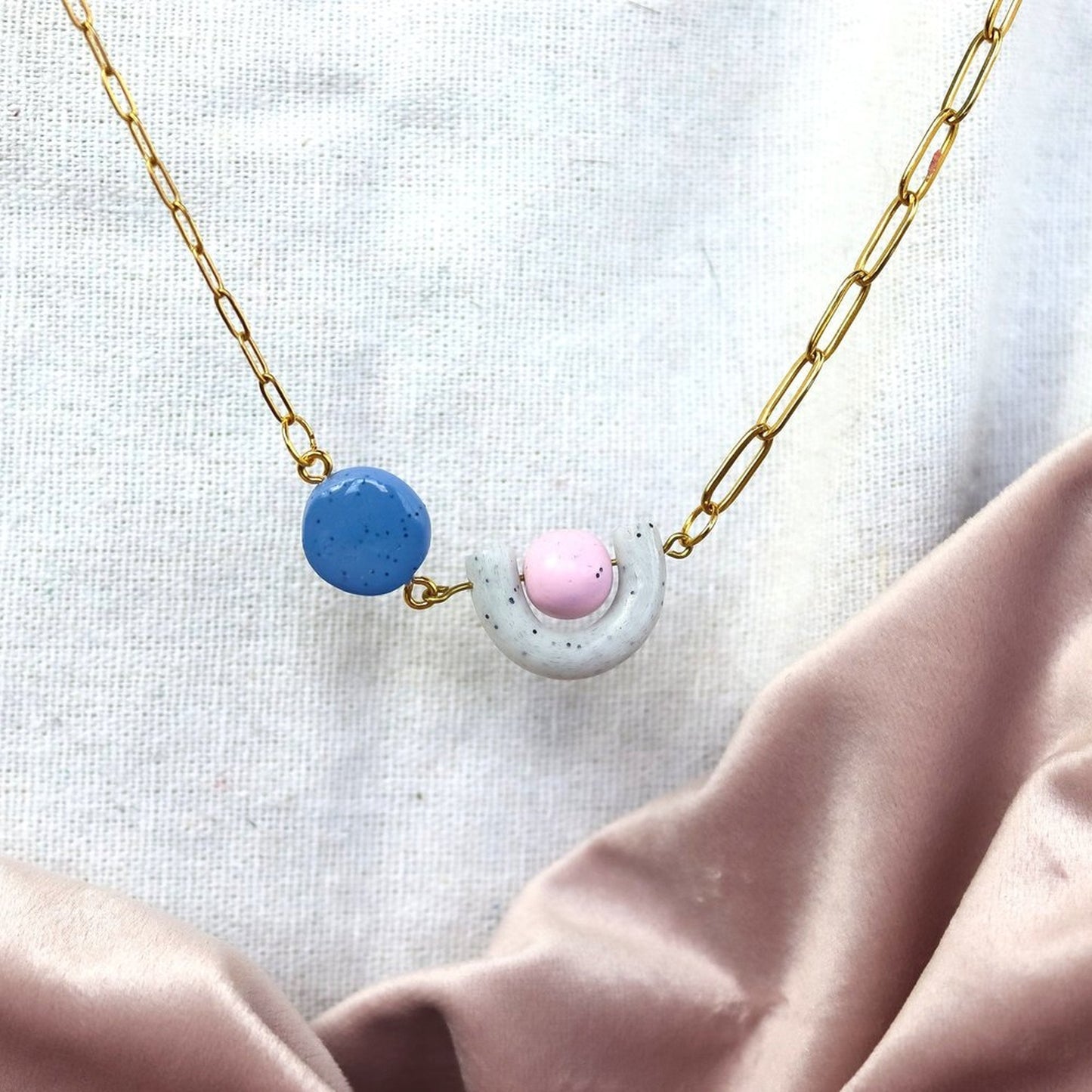 Pink And Blue Fiddle Necklace