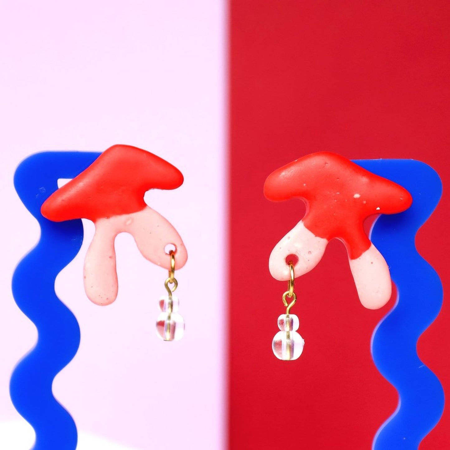 Pink And Red Jesmonite Coral Studs