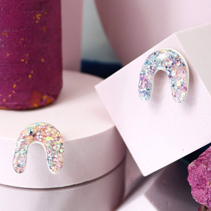 Glittery Unicorn Arch Studs